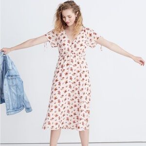 Madewell Tie Sleeve Ruffle Waist Midi Dress